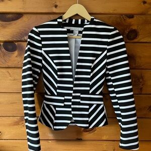 H&M Black and White Striped Blazer